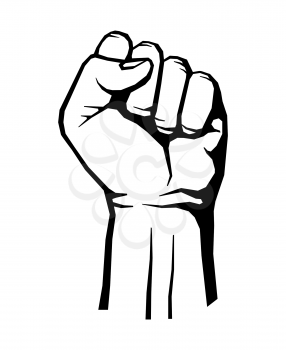 Protest, rebel vector revolution poster. Human clenched fist illustration
