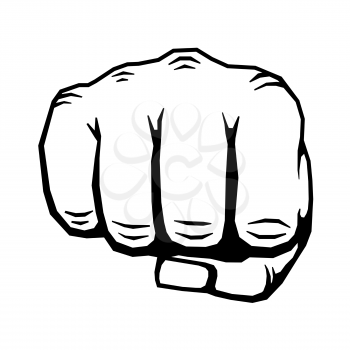 Punching hand with clenched fist vector. Human clenched fist illustration