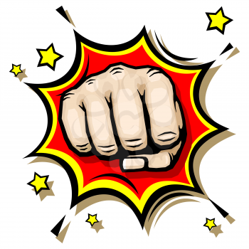 Punching hand with clenched fist vector illustration. Strength and anger revolt illustration