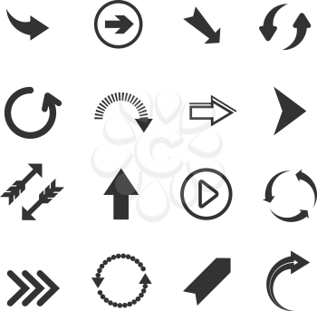 Arrow icons. Vector set of round arrows, undo and redo signs, recycling arrows on white background
