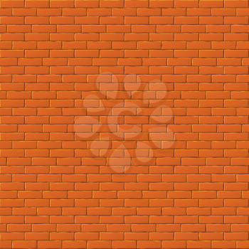 Red brick wall vector seamless background. Texture with brick stone, illustration surface wall with bricks