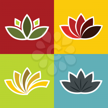Color elements ornament with flowers isolated on color background. Vector illustration