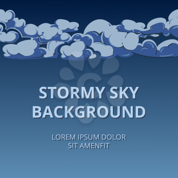 Stormy sky and clouds background woth room for text. Beautiful clouds environment, vector illustration