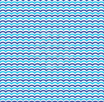 Blue sea waves seamless pattern decoration. Line water wave vector illustration