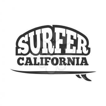 Vintage black vector surf emblem, logo. Badge or banner illustration