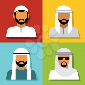 Middle Eastern people avatar isolated on color background. Vector illustration