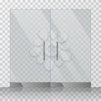 Mall, store glass doors for market and fashion boutique, vector illustration