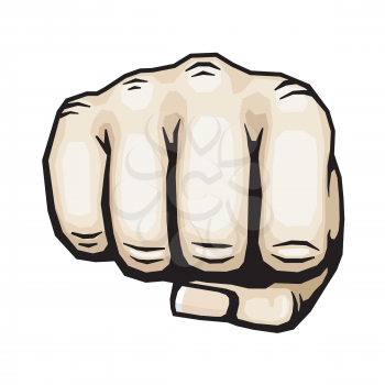 Color punching hand with clenched fist vector illustration. Human fist isolated on white background, icon human hand for protest and strike