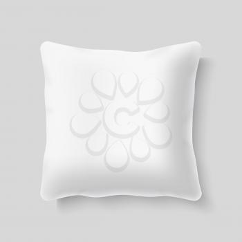 Blank white square realistic pillow cushion vector. Template of pillow for bed, illustration of mockup comfortable pillow