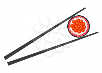 Sushi food and chopsticks vector illustration isolated on white background