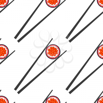Sushi and chopsticks vector seamless pattern. Background food design roll illustration