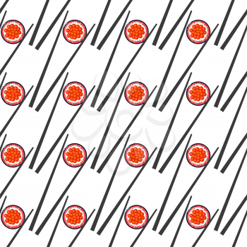 Sushi and chopsticks vector seamless pattern. Food roll background illustration