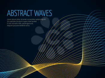 Futuristic abstract vector background with 3D illuminated sound wave. Banner and poster with color wavy structure illustration