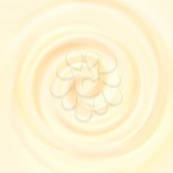 Yellow swirling creamy texture, ice cream background. Whirlpool sweet milk drink. Vector illustration