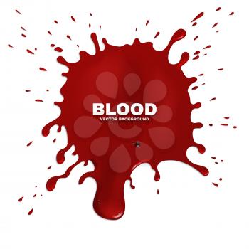 Red blood splatter vector grunge background. Stain of paint, artistic spot ink illustration