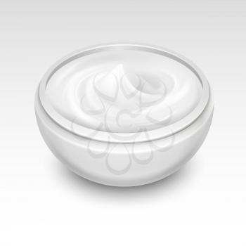 Bowl with white cream isolated on white background vector illustration