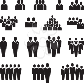 Business team, people silhouettes. Employee, group or crowd vector icons. Business workers staff signs