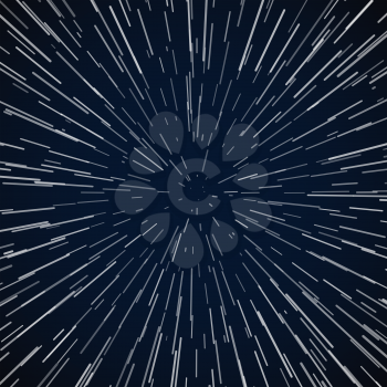Warp stars zoom blue galaxy war vector abstract background. Space and universe to speed travel illustration