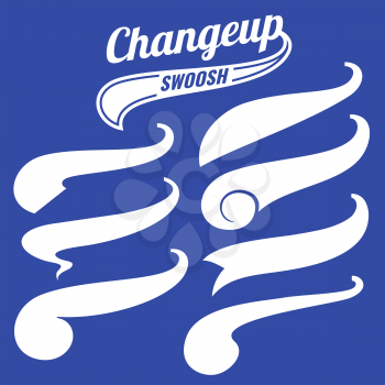 Vintage swash baseball logo tails vector set. Design element for sport logotype illustration