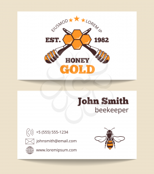 Beekeeper vector business card template. Healthy agriculture and symbol illustration