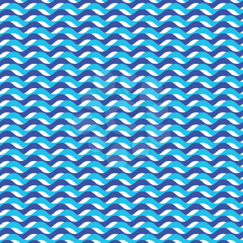 Blue ocean waves marine seamless pattern. Design sea seamless background, vector illustration
