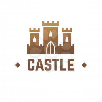 Castle vector logo design. Knights fortress with towers business emblem. Logotype medieval castle with tower, logo fortress castle illustration