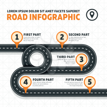 Road map, street, highway modern vector business infographics. Business plan road map, illustration of info road