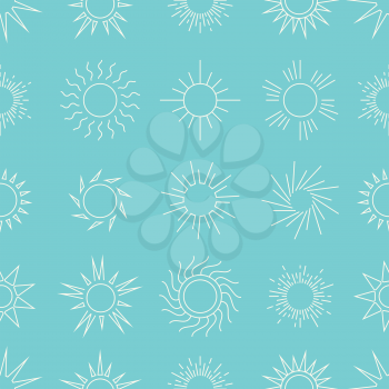 Suns in the sky seamless pattern. Linear background star. Vector illustration