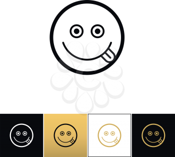 Happy smile logo or joy smiling vector icon. Happy smile logo or joy smiling program on black, white and gold background