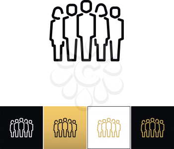 Staff group vector icon. Staff group program on black, white and gold background