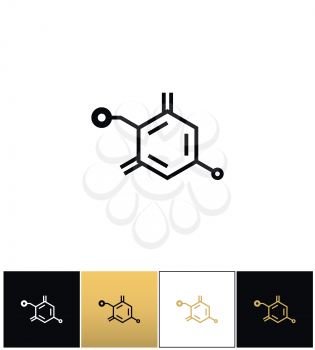 Chemical formula structure vector icon. Chemical formula structure pictograph on black, white and gold background