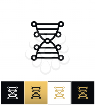 DNA genetics chromosome code vector icon. DNA genetics chromosome code pictograph on black, white and gold background