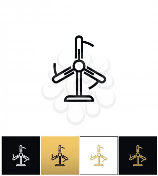 Fun or cooling airflow vector icon. Fun or cooling airflow pictograph on black, white and gold background