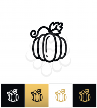 Pumpkin for thanksgiving or gourd vector icon. Pumpkin for thanksgiving or gourd pictograph on black, white and gold backgrounds