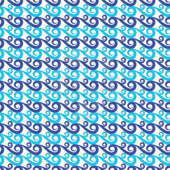 Blue waves vector seamless background. Abstracr pattern wave line illustration
