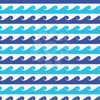 Blue waves vector seamless background. Pattern sea design pattern illustration