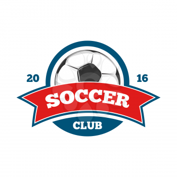 Round vector soccer logo template isolated white. Soccer ball logo illustration