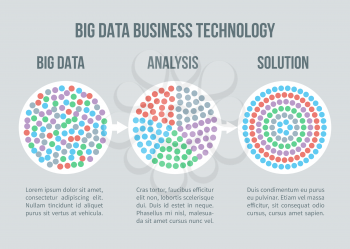 Big data vector concept. Business data analytics, solution for smart business planning. Solution and analysis information illustration