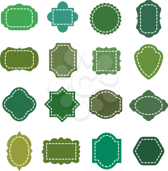 Eco green natural organic product badges vector shapes set. Empty patch or banner for emblem illustration