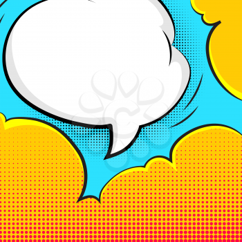 Blank bubble talk in pop art style vector background. Dialog and expression, empty speech comic bubble illustration