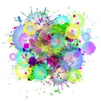 Multicolored watercolor paint splatters vector abstract background. Colorful abstract stain illustration