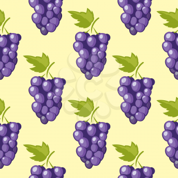 Bunch of vector grapes seamless background. Ripe and sweet fruit illustration