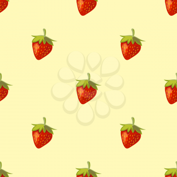 Red vector strawberries seamless pattern. Useful sweet dessert illustration