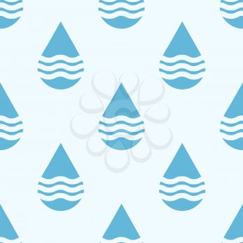 Blue vector water drops seamless pattern. Rain background abstract illustration