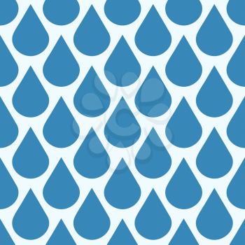 Blue vector falling water drops seamless pattern. Background wet condensation illustration