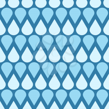 Blue vector falling water drops seamless pattern. Weather with raindrop illustration