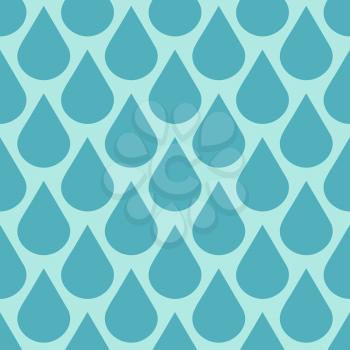 Teal vector water drops seamless background. Turquoise rain illustration