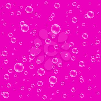 Pink vector realistic water bubbles pattern. Background closeup condensation illustration