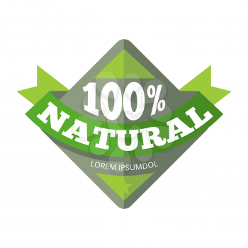 Green organic natural eco label. Sticker quality element, vector illustration