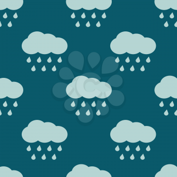Vector clouds and rain weather seamless pattern. Background with raindrops illustration